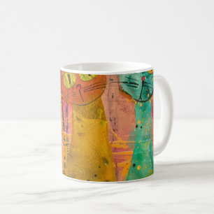 Boho Watercolor Cats - Earthy Feline Art (2) Kaffeetasse