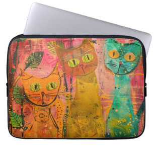 Boho Watercolor Cats - Earthy Feline Art (2) Laptopschutzhülle