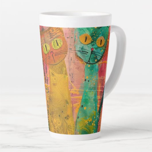 Boho Watercolor Cats - Earthy Feline Art (2) Milchtasse (Rechte Ecke)