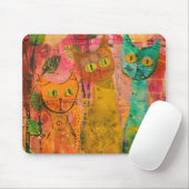 Boho Watercolor Cats - Earthy Feline Art (2) Mousepad (Mit Mouse)