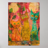 Boho Watercolor Cats - Earthy Feline Art (2) Poster (Vorne)