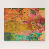 Boho Watercolor Cats - Earthy Feline Art (2) Puzzle (Horizontal)