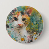 Boho Watercolor Cats - Earthy Feline Art (3) Button (Vorderseite)