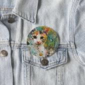Boho Watercolor Cats - Earthy Feline Art (3) Button (Beispiel)