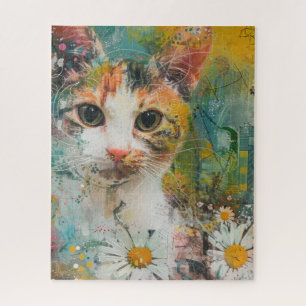 Boho Watercolor Cats - Earthy Feline Art (3) Puzzle