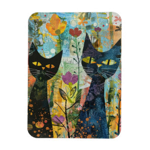 Boho Watercolor Cats - Earthy Feline Art (4) Magnet