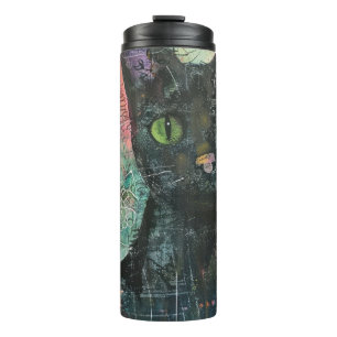 Boho Watercolor Cats - Earthy Feline Art (5) Thermosbecher