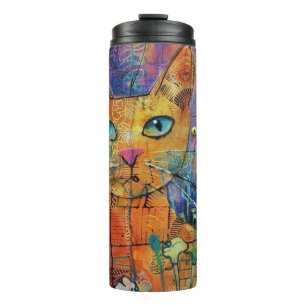 Boho Watercolor Cats - Earthy Feline Art (8) Thermosbecher
