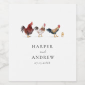 Boho Watercolor Chicken Wedding Weinetikett (Einzelnes Label)