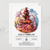 Boho Watercolor Chocolate Birthday Einladung (Vorne/Hinten)