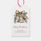 Boho Watercolor Christmas Bell Holiday Geschenkanhänger (Rückseite)