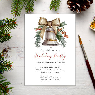 Boho Watercolor Christmas Bell Holiday Party Einladung