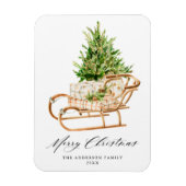 Boho Watercolor Christmas Sleigh Non-Foto Magnet (Vertikal)