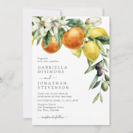 Boho Watercolor Citrus Botanical Wedding Einladung