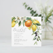 Boho Watercolor Citrus Lemon Orange Brautparty Einladung (Stehend Vorderseite)