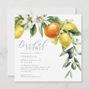 Boho Watercolor Citrus Lemon Orange Brautparty Einladung