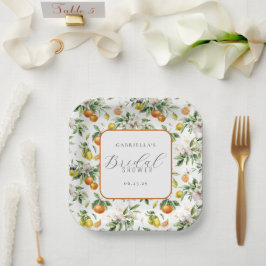Boho Watercolor Citrus Pattern  Bridal Shower Pappteller