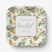 Boho Watercolor Citrus Pattern  Bridal Shower Pappteller (Vorderseite)