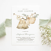 Boho Watercolor Clothesline Babydusche Einladung