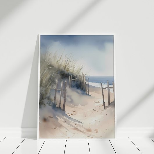 Boho Watercolor Coastal Panorama Art Poster