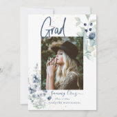 Boho Watercolor Cotton Blume Abschluss Ankündigung (Vorderseite)