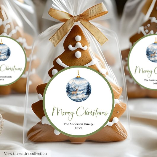 Boho Watercolor Cozy Winter Scene Rustic Christmas Runder Aufkleber