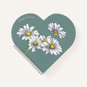 Boho Watercolor Daisy Heartshaped Christmas Gift Notizblock (Vorderseite)