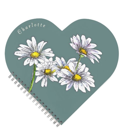 Boho Watercolor Daisy Heartshaped Christmas Gift Notizblock