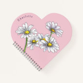 Boho Watercolor Daisy Pink Heart Christmas Gift Notizblock (Vorderseite)