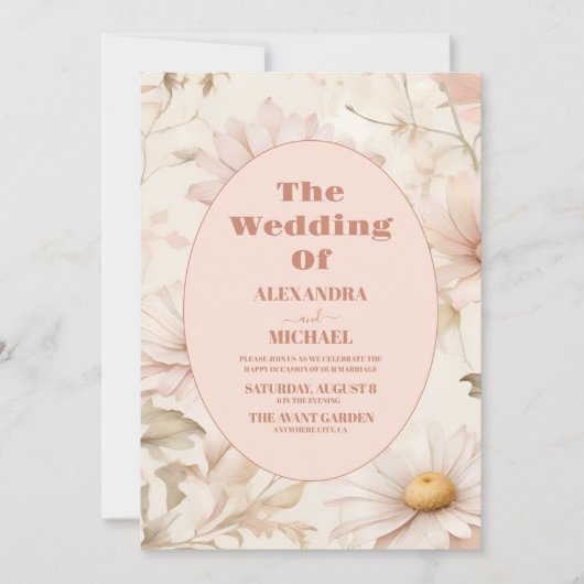 Boho Watercolor Daisy Wedding Einladung (Vorderseite)