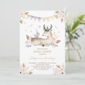 Boho Watercolor Deer Woodland Brautparty Einladung (Stehend Vorderseite)