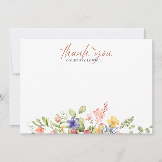 Boho Watercolor Dragonfly DANK IHNEN Mitteilungskarte (Vorderseite)