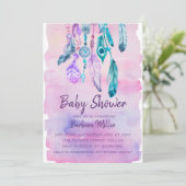 Boho Watercolor Dreamcatcher Babydusche Einladung (Stehend Vorderseite)