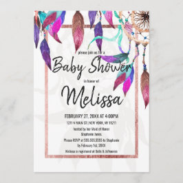 Boho Watercolor Dreamcatcher Rose Gold Baby Dusche Einladung