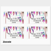 Boho Watercolor Dreamcatcher Rose Goldene Hochzeit Rechteckiger Aufkleber (Blatt)