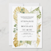 Boho Watercolor Dried Palm Blätter Summer Wedding Einladung (Vorderseite)
