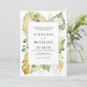 Boho Watercolor Dried Palm Blätter Summer Wedding Einladung (Stehend Vorderseite)