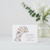 Boho Watercolor-Elefant-Blumen-Mama Nennen Telefonnummerkarte (Stehend Vorderseite)