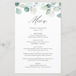 Boho Watercolor Eucalyptus Blätter Menu Card