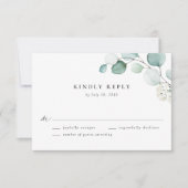 Boho Watercolor Eucalyptus Blätter Wedding RSVP Karte (Vorderseite)