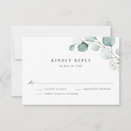 Boho Watercolor Eucalyptus Blätter Wedding RSVP Karte