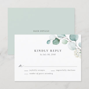Boho Watercolor Eucalyptus Blätter Wedding RSVP Karte