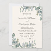 Boho Watercolor Eucalyptus Blue Green Wedding Invi Einladung (Vorderseite)
