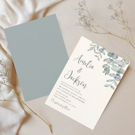 Boho Watercolor Eucalyptus Blue Green Wedding Invi Einladung