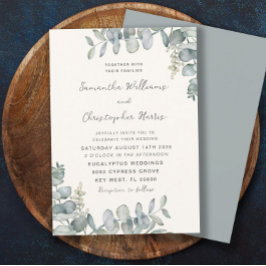 Boho Watercolor Eucalyptus Blue Green Wedding Invi Einladung