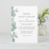 Boho Watercolor Eucalyptus Border Wedding Einladung (Stehend Vorderseite)