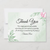 Boho Watercolor Eucalyptus Funeral Danke (Vorderseite)