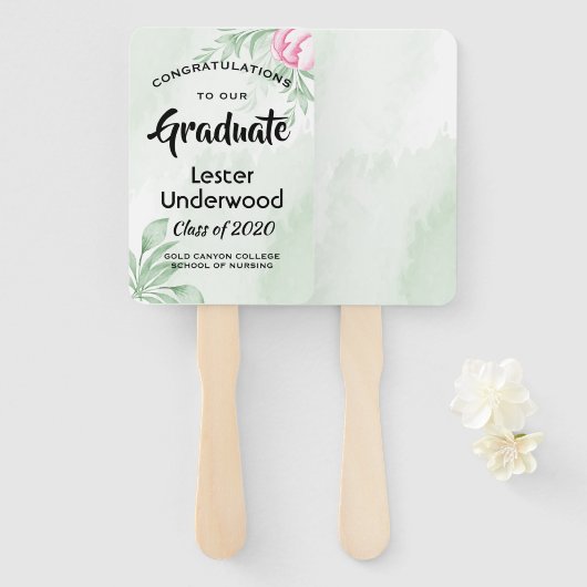 Boho Watercolor Eucalyptus Greenery Abschluss Fächer (Vorne und Hinten)