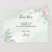 Boho Watercolor Eucalyptus Greenery Bridesmaid Einladungspostkarte (Rückseite)