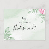 Boho Watercolor Eucalyptus Greenery Bridesmaid Einladungspostkarte (Vorderseite)